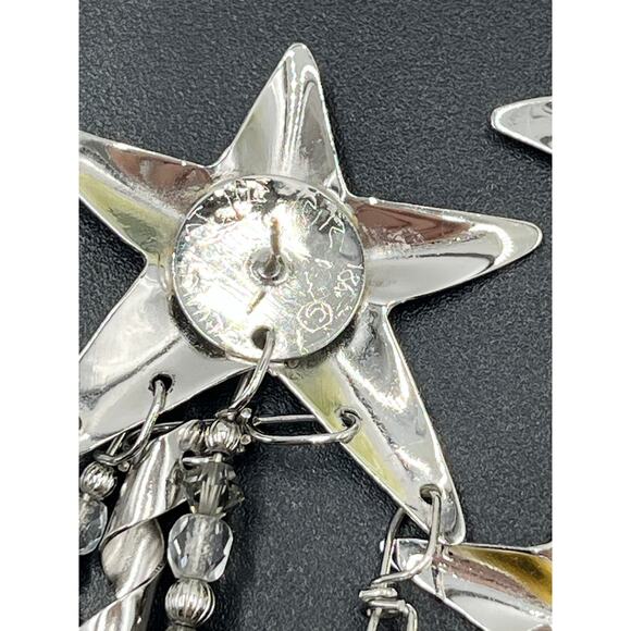 Lunch At The Ritz Vintage Earrings Golden Glitter Stars Moon Signed Designer 86 - Picture 8 of 12